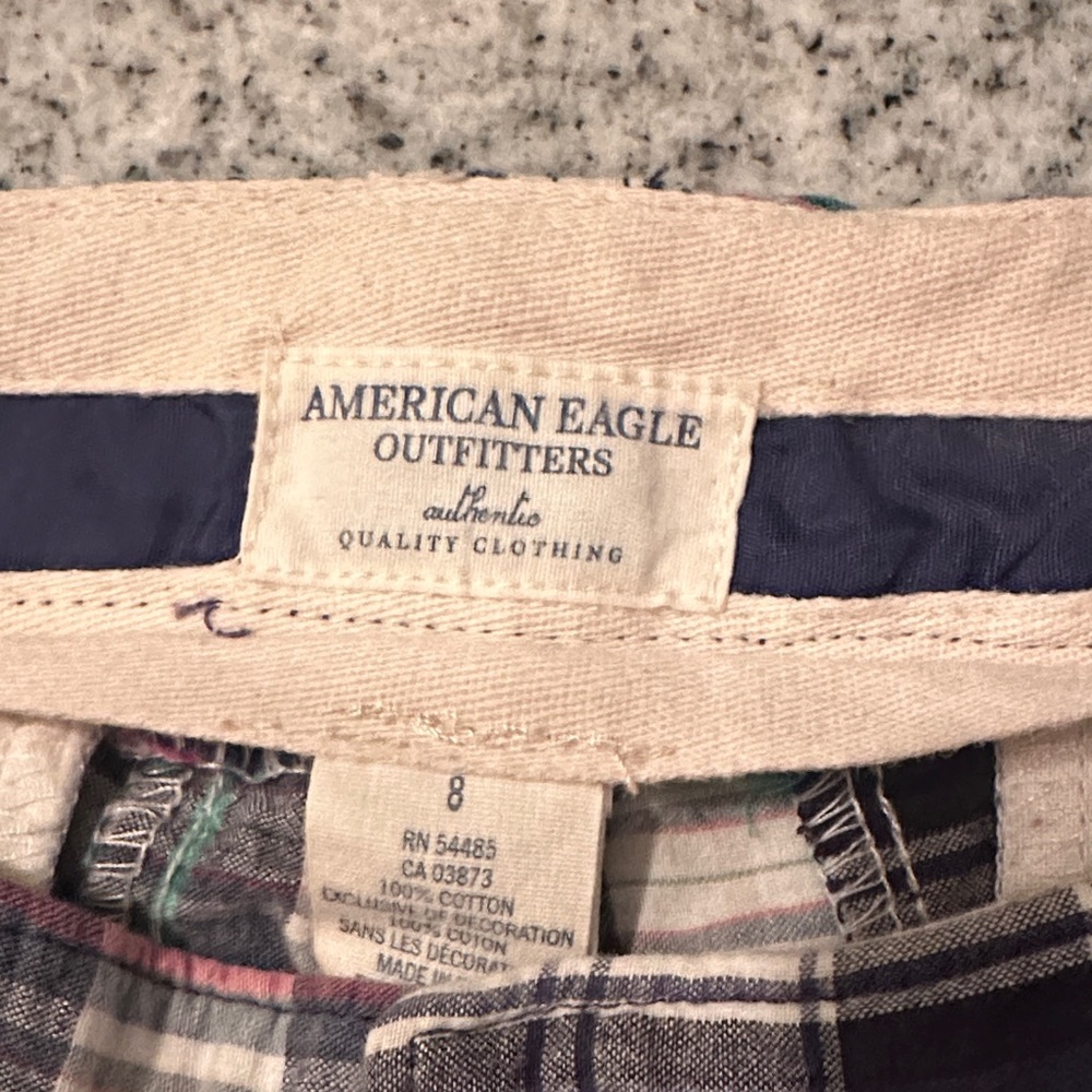 American Eagle Outfitters Plaid Multicolor Patchwork Jean Shorts - Picture 4 of 6